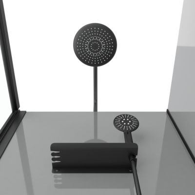 Cabine de douche avec receveur bas, 80x110 cm, gris et noir, Galedo Grey Touch