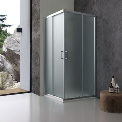 Cabine de douche carrée 70x70 cm portes coulissantes en verre mat - giada