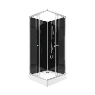 Cabine de douche carrée 80x80x195 - Portes coulissantes en verre trempé 5mm - SQUARY BLACK 2