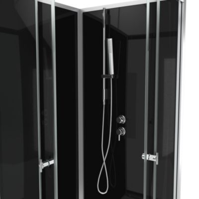 Cabine de douche carrée 80x80x195 - Portes coulissantes en verre trempé 5mm - SQUARY BLACK 2