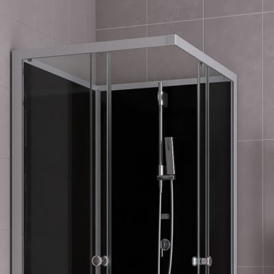Cabine de douche carrée 80x80x195 - Portes coulissantes en verre trempé 5mm - SQUARY BLACK 2