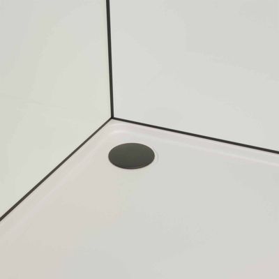 Cabine de douche carrée 80x80x200 cm - Porte pivotante - Fonds Blancs & Profilés Noir Mat
