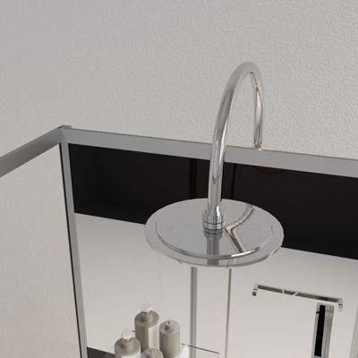 Cabine de Douche Carrée 90x90cm Porte Pivotante - Fond Noir avec bande effet miroir - SQUARE STRIPE