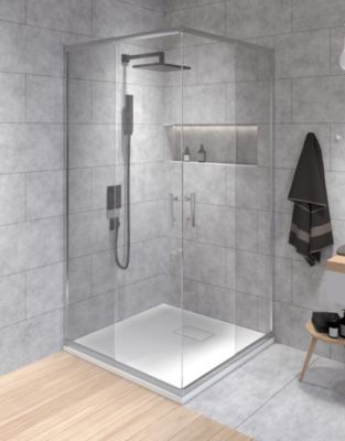 Cabine de douche carrée HELA 90x90 190 cm Nano-Verre Transparent Trempé