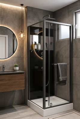 Cabine de douche carrée, L.80 x l.80 cm, verre transparent, PRADO 2.0
