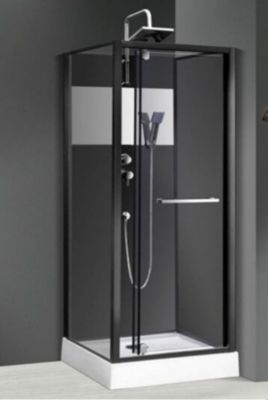 Cabine de douche carrée, L.80 x l.80 cm, verre transparent, PRADO 2.0
