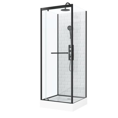 Cabine de douche carrée blanc et noir 70x70 cm Metro Galedo