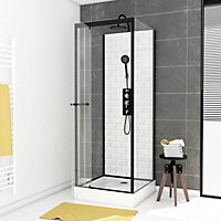 Cabine de douche carrée blanc et noir 70x70 cm Metro Galedo