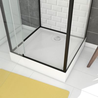 Cabine de douche carrée blanc et noir 70x70 cm Metro Galedo