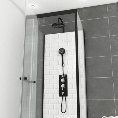 Cabine de douche carrée blanc et noir 70x70 cm Metro Galedo