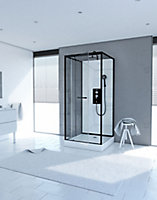 Cabine de douche carrée blanc et noir Galedo City 80 x 80 cm