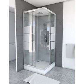 Cabine de douche receveur prête à poser EDEN Plus porte coulissante  roulettes métal receveur de douche 120x80 hauteur 9 cm