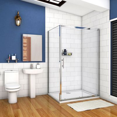Cabine de douche coulissante - 120 x 80 x 190 cm - 5 mm Verre sécurit transparent - Aluminium chromé