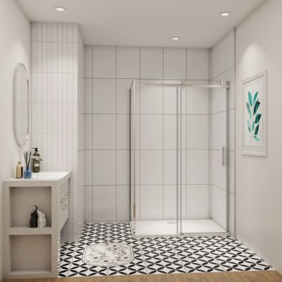 cabine de douche coulissante 120x80x195cm,Installation réversible,8mm verre de sécurité,porte de douche coulissante
