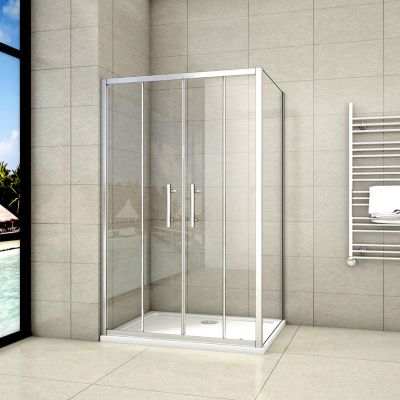Cabine de douche coulissante - 150 x 70 x 190 cm - 5 mm Verre sécurit transparent - Aluminium chromé