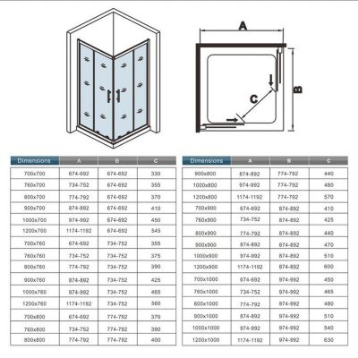 Cabine de douche coulissante angle 90x80x185 cm - Verre sécurit 6 mm - Chrome