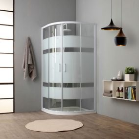 Cabine de douche courbe 90x90 cm 4 mm verre blanc sérigraphié Venere