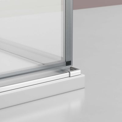 Cabine de douche d'angle 100x100x195cm (LxPxH) verre 8mm, 2 portes pliantes, Profilé chrome - DX213