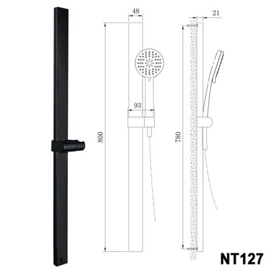 Cabine de douche d'angle en verre ESG 8mm, portes coulissantes, Profil noir mat, 120x90x195cm (LxPxH), DX906