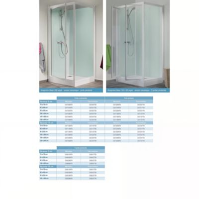 Cabine de douche d'angle KINEDO GLASS 120x90 hauteur receveur 18cm 2 portes coulissantes thermostatique