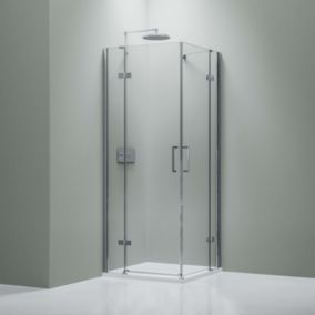 Cabine de douche d'angle verre 8mm, 2 portes pliantes, Profilé Chrome, NT407, 100x120x195cm