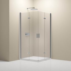 Cabine de douche d'angle verre 8mm Cabine de douche intégrale Parre douche 2 portes pliantes angle, NT213, 80x90x195cm, Chrome