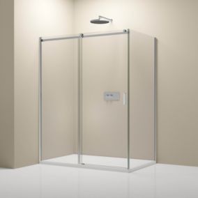 Cabine de douche d'angle, verre clair 6mm, porte coulissante, NT806 FLEX 100x100x195cm