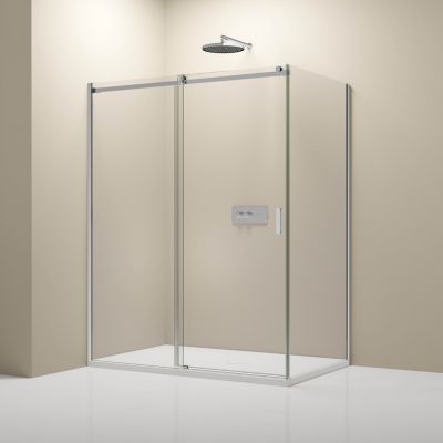 Cabine de douche d'angle, verre clair 6mm, porte coulissante - NT806 FLEX 130x80x195cm