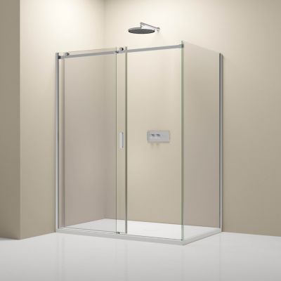 Cabine de douche d'angle, verre clair 6mm, porte coulissante - NT806 FLEX 130x80x195cm