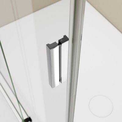 Cabine de douche d'angle, verre clair 6mm, porte coulissante - NT806 FLEX 130x80x195cm