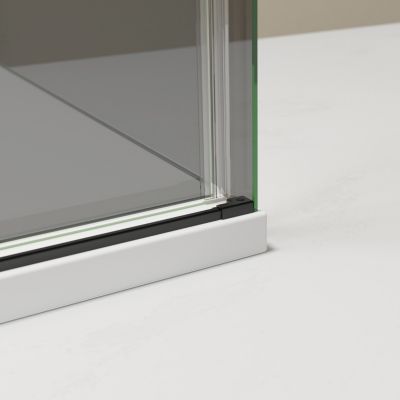 Cabine de douche d'angle, Verre fumé 8mm, porte coulissante, Profilé Noir mat - NT806 FLEX 160x90x195cm