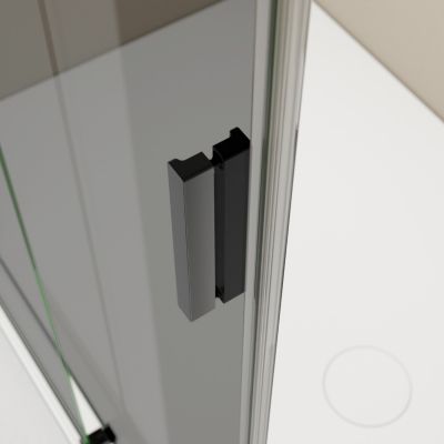 Cabine de douche d'angle, Verre fumé 8mm, porte coulissante, Profilé Noir mat - NT806 FLEX 160x90x195cm