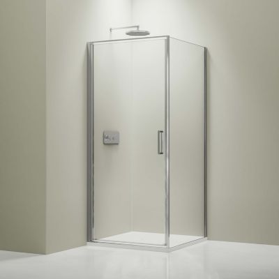 Cabine de douche d'angle, verre NANO 8mm - Profilé chrome, 100x90x195cm (HxL)