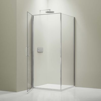 Cabine de douche d'angle, verre NANO 8mm - Profilé chrome, 100x90x195cm (HxL)