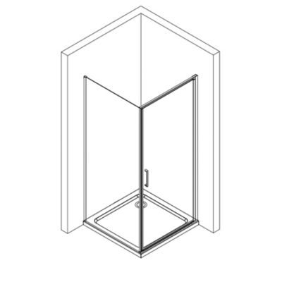Cabine de douche d'angle, verre NANO 8mm - Profilé chrome, 100x90x195cm (HxL)