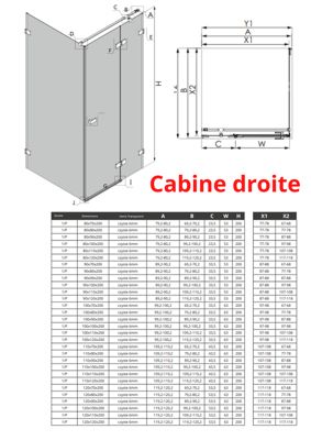 Cabine de douche  droite 80x120 pivotante SANTORINI WHITE,couleur: blanc, accès de face
