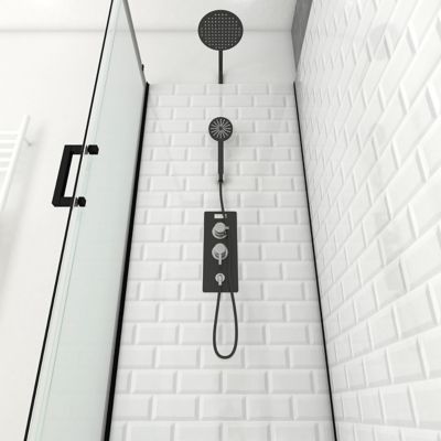 Cabine de douche droite blanc et noir Galedo Métro 80 x 110 cm