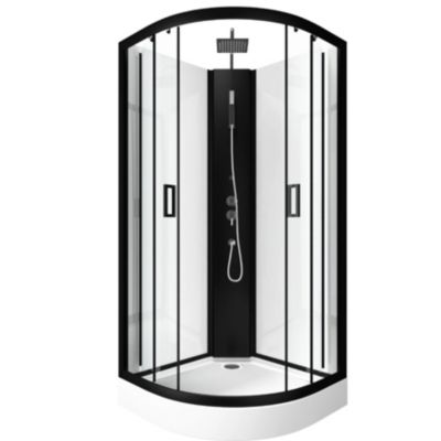 Cabine de douche en 1/4 de cercle (150x240 cm - Noir)