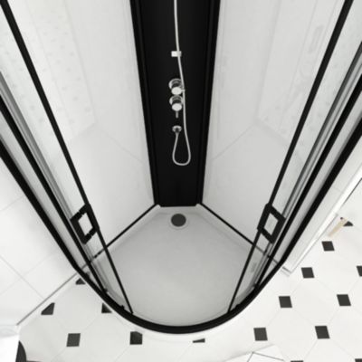 Cabine de douche en 1/4 de cercle (150x240 cm - Noir)