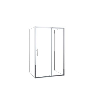 Cabine de douche en forme U 140x100x100x190cm une porte de douche coulissante + 2 parois latérales