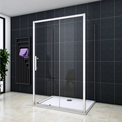 Cabine de douche en forme U 140x100x100x190cm une porte de douche coulissante + 2 parois latérales