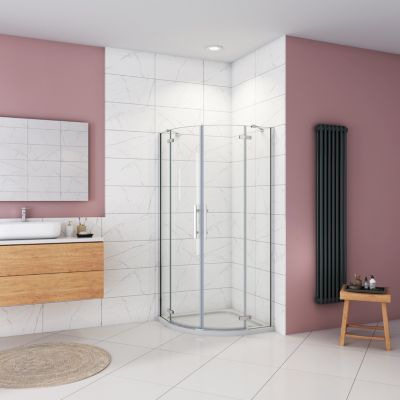 Cabine de douche en quart de cercle chromé 80x80x195cm,Cabine de douche intégrale d'angle,porte de douche pivotante