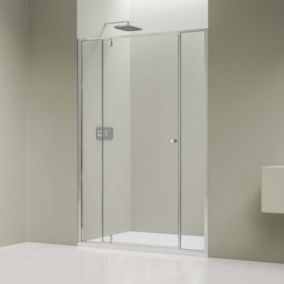 Cabine de douche encastrée verre 6mm Porte de douche batante en niche, NT607 FLEX, 150x195cm, Profil Chrome