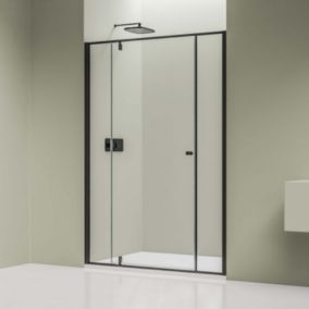Cabine de douche encastrée verre 6mm Porte de douche batante en niche, NT607 FLEX, 150x195cm, Profil Noir mat