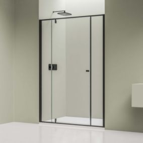 Cabine de douche encastrée verre 6mm Porte de douche batante en niche, NT607 FLEX, 180x195cm, Profil Noir mat