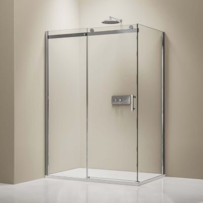 Cabine de douche fixe et porte coulissante en verre de sécurité traitement NANO, Montage à droite, 120 x 90 x 195cm, EX806