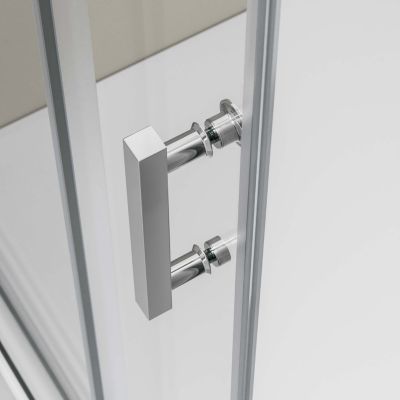Cabine de douche fixe et porte coulissante en verre de sécurité traitement NANO, Montage à droite, 120 x 90 x 195cm, EX806