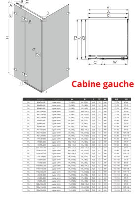 Cabine de douche  gauche 90x90 pivotante SANTORINI WHITE,couleur: blanc, accès de face