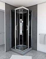 Cabine de douche hydromassante carrée noir et gris Galedo Premium 90 x 90 cm