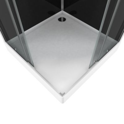 Cabine de douche hydromassante carrée noir et gris Galedo Black 2 90 x 90 cm
